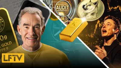andrew maguire with gold bullion bar and elon musk in background